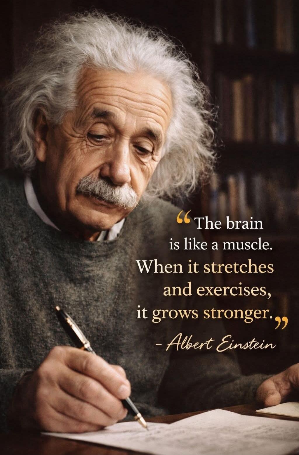 “The brain is like a muscle. When it stretches and exercises, it grows stronger.”
- Albert Einstein