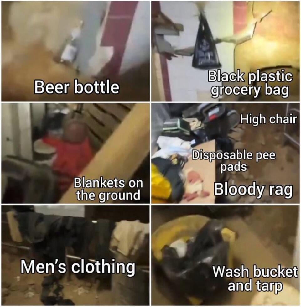 Beer bottle ek plastic grocery bag Blankets on the ground I High chair o Mens clthing s Washibucket ENCIED