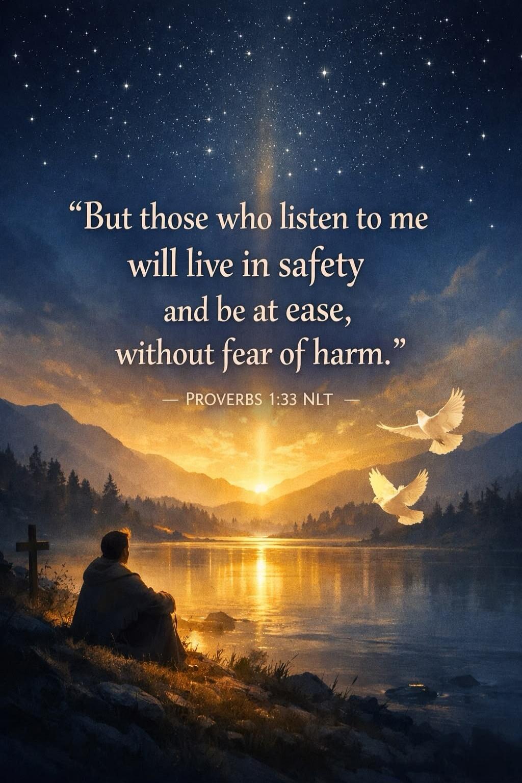 But those who listen to me will live in safety and be at ease, without fear of harm. PROVERBS 1:33 NLT