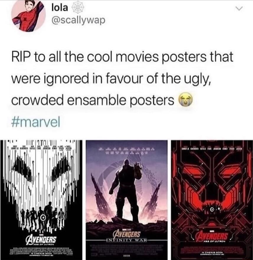 RIP to all the cool movies posters that were ignored in favour of the ugly crowded ensamble posters