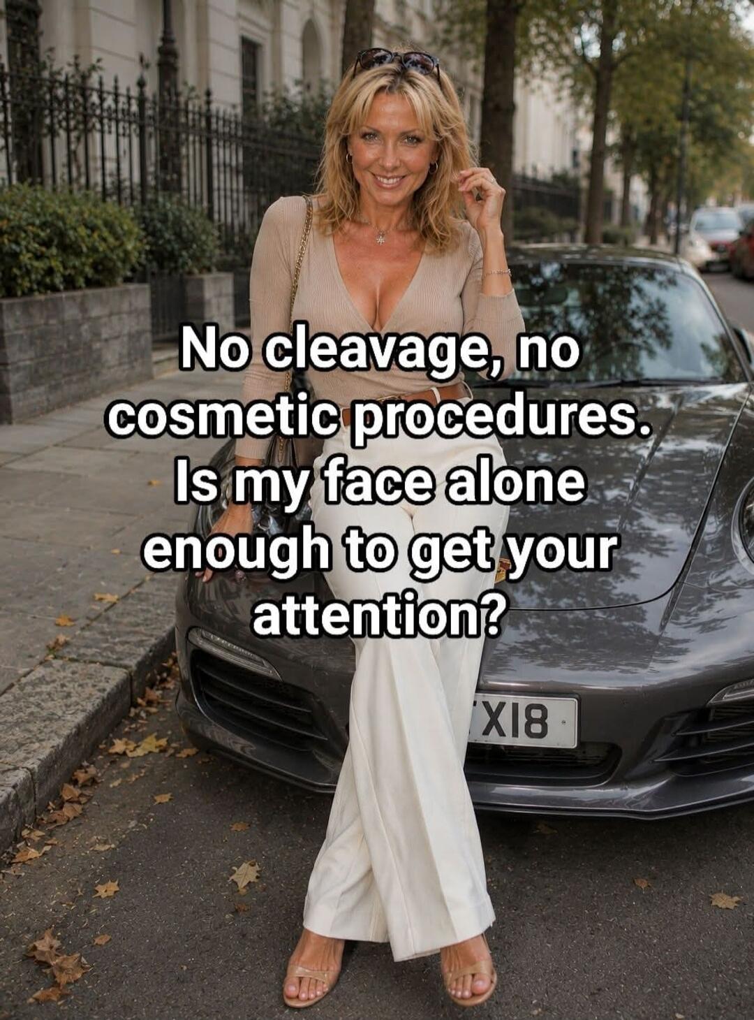 No cleavage, no cosmetic procedures. Is my face alone enough to get your attention?