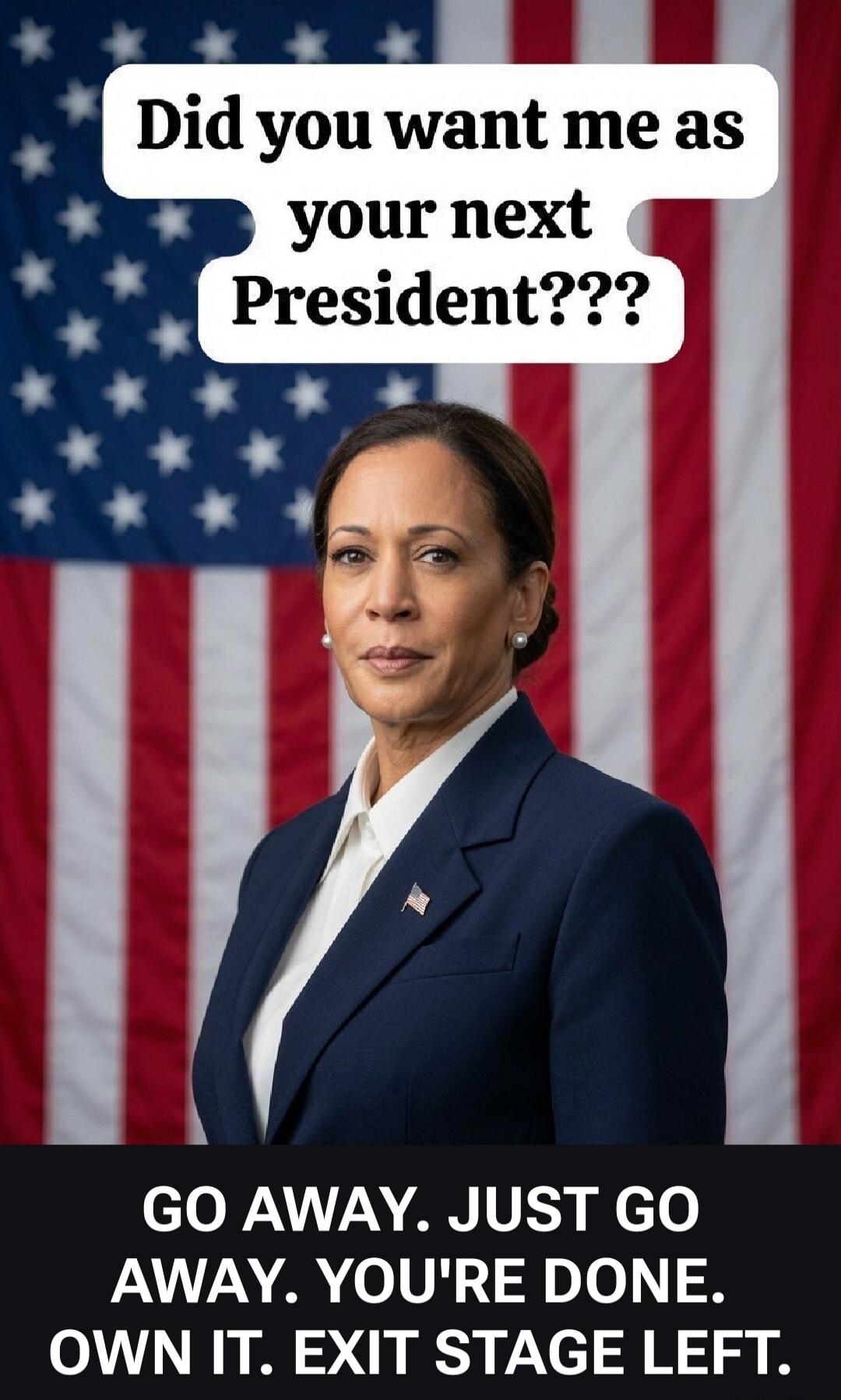 Did you want me as your next President??? GO AWAY. JUST GO AWAY. YOU'RE DONE. OWN IT. EXIT STAGE LEFT.