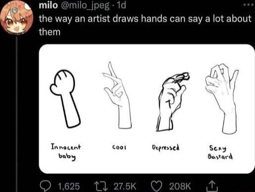 milo the way an artist draws hands can say a lot about them Tanocent Opresed baby