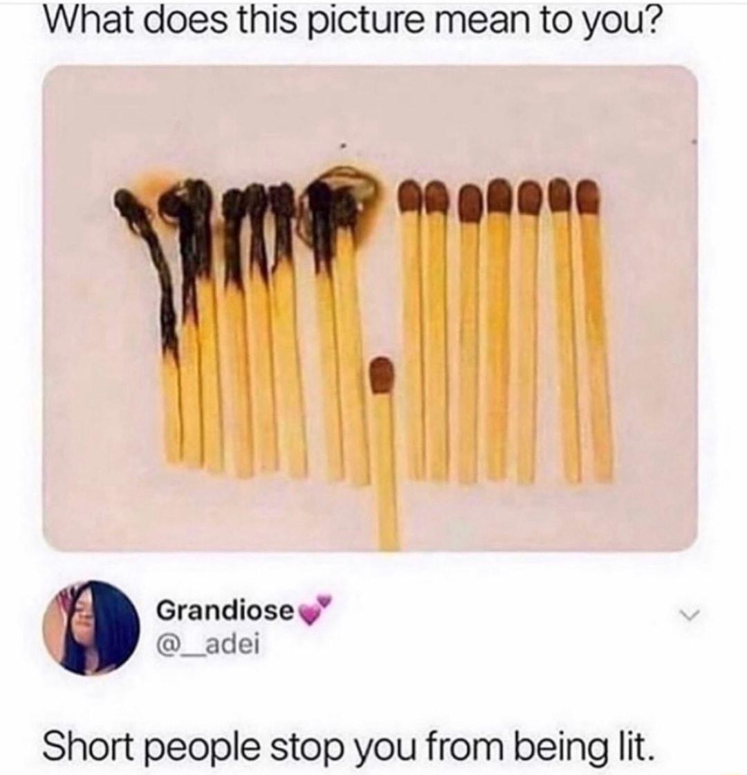What does this picture mean to you Grandiose __adei Short people stop you from being lit