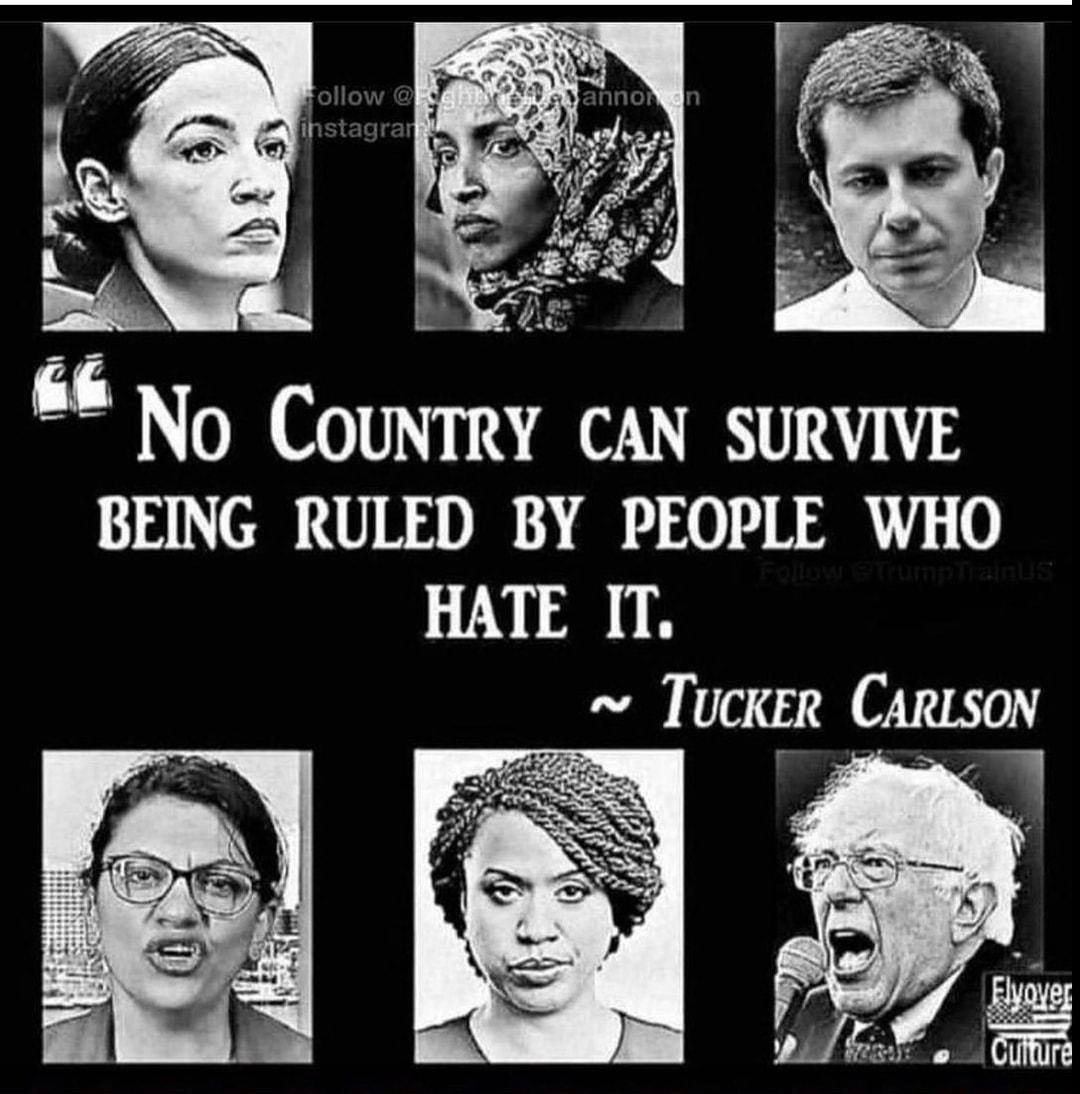 No COUNTRY CAN SURVIVE BEING RULED BY PEOPLE WHO HATE IT Tucker CARLSON