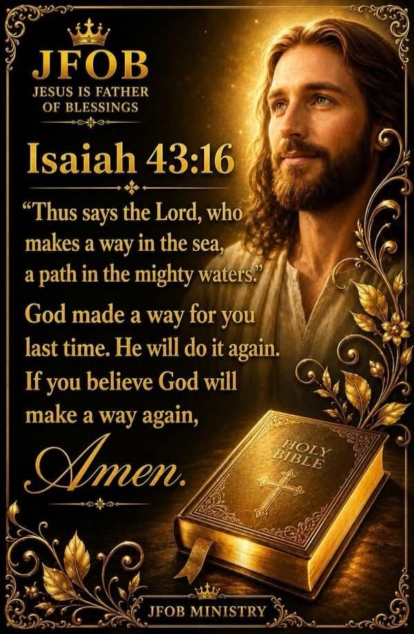 JFOB JESUS IS FATHER OF BLESSINGS Isaiah 43:16 