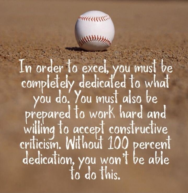 In order to excel, you must be completely dedicated to what you do. You must also be prepared to work hard and willing to accept constructive criticism. Without 100 percent dedication, you won't be able to do this.