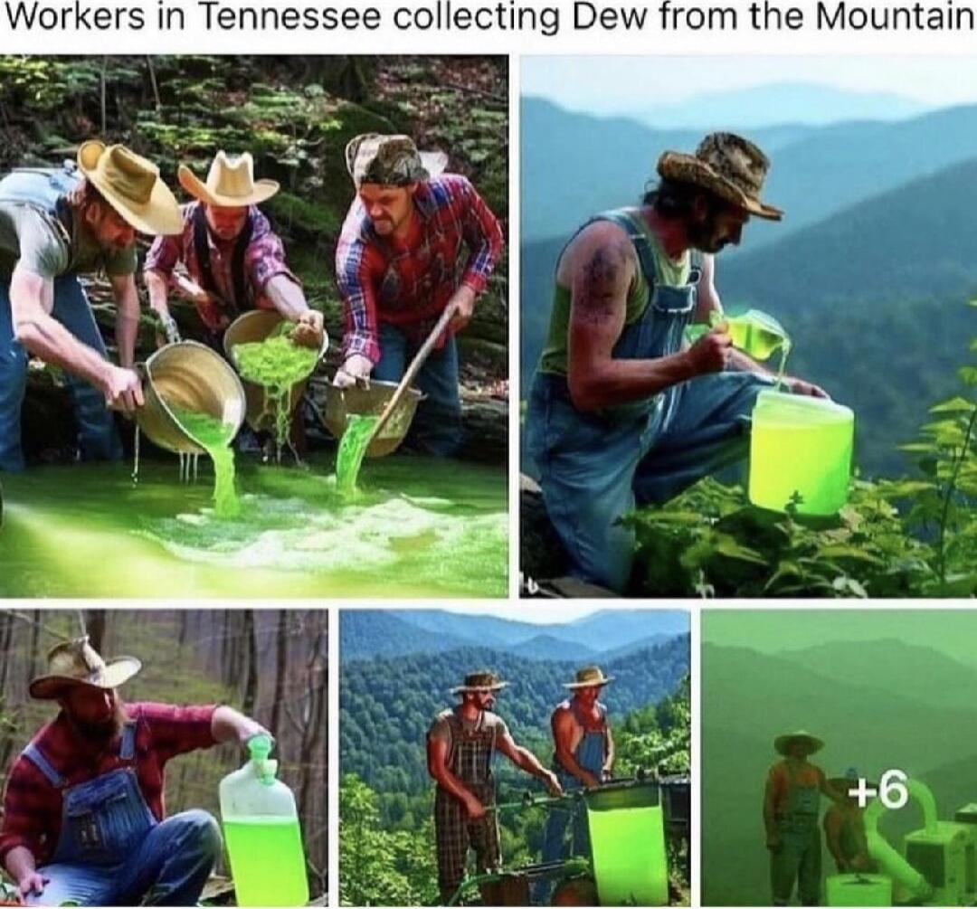 Workers in Tennessee collecting Dew from the Mountain