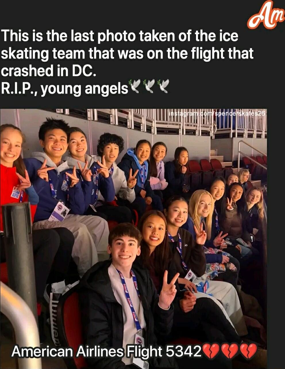 This is the last photo taken of the ice SENACEINROGEIRVES RO ER T I GEN crashed in DC RLPyoung angels Amerian AirlinesFlight 5342 9 4 me o
