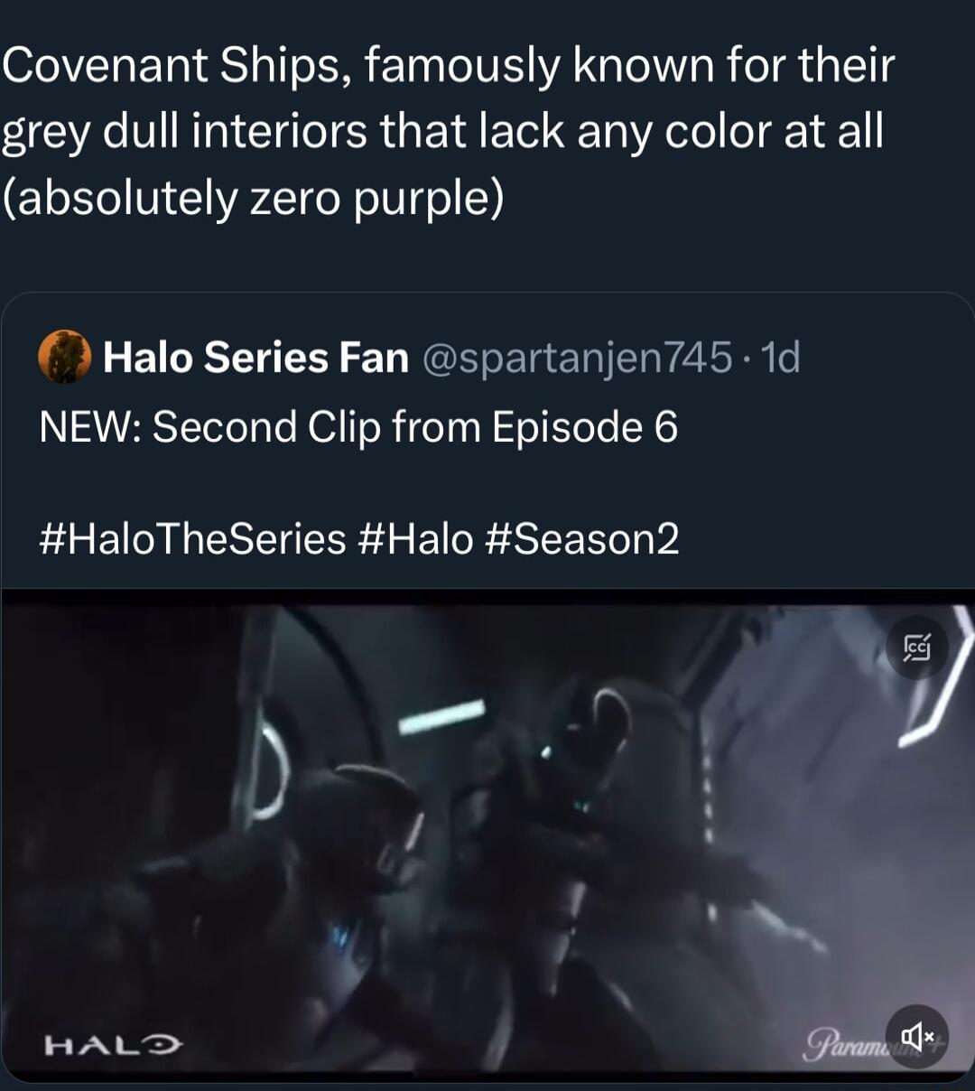 Covenant Ships famously known for their grey dull interiors that lack any color at all absolutely zero purple Halo Series Fan spartanjen745 1d NEW Second Clip from Episode 6 L EIGNEREEEE R R SRR HALD