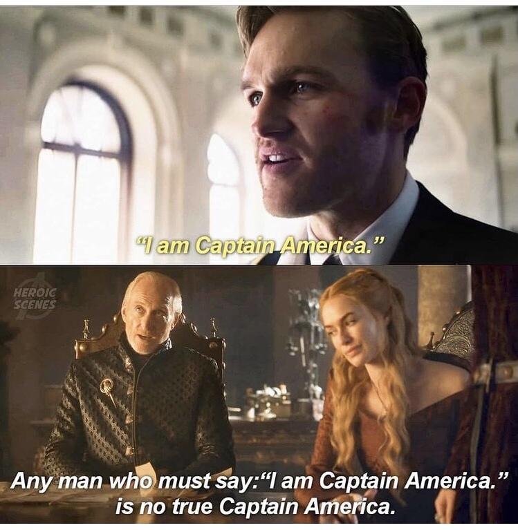 Any man wfmust Sayl am Captain America is no true Captain Amefica