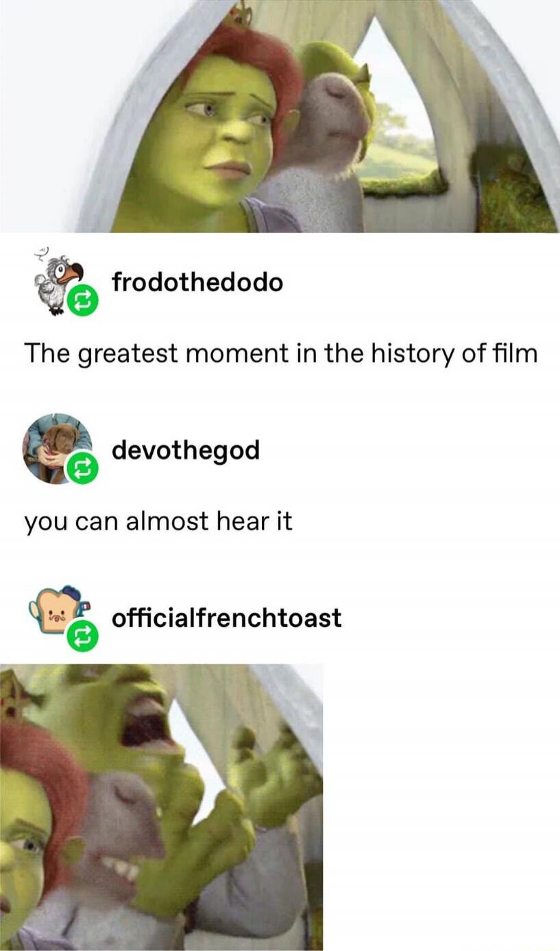 frodothe dodo
The greatest moment in the history of film
devothegod
you can almost hear it
officialfrenchtoast
