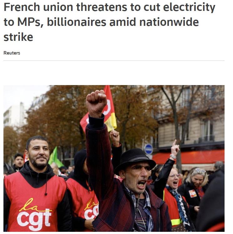 French union threatens to cut electricity to MPs billionaires amid nationwide strike