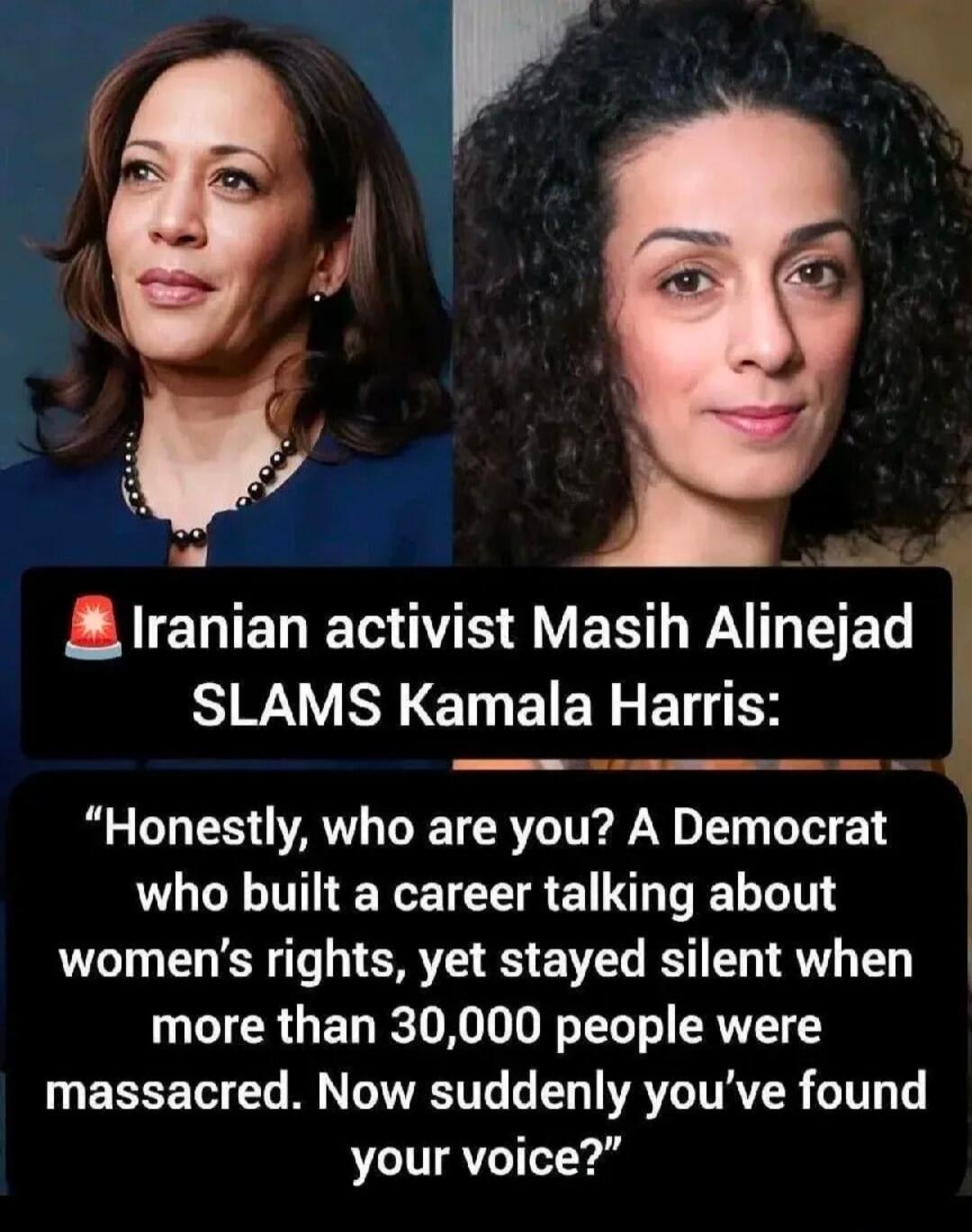 Iranian activist Masih Alinejad SLAMS Kamala Harris: 