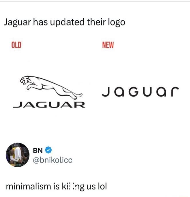 Jaguar has updated their logo 0L NEW F_ Jacuar JAGUAR BN bnikolicc minimalism is ki ing us lol