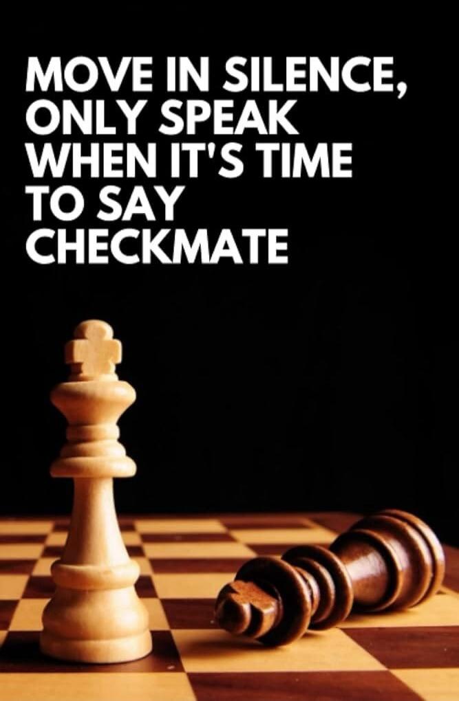 MOVE IN SILENCE, ONLY SPEAK WHEN IT'S TIME TO SAY CHECKMATE
