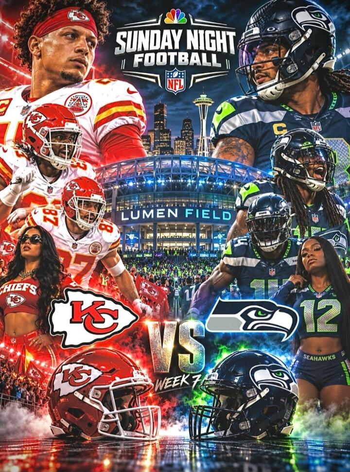 SUNDAY NIGHT FOOTBALL NFL LUMEN FIELD CHIEFS SEAHAWKS VS WEEK 7