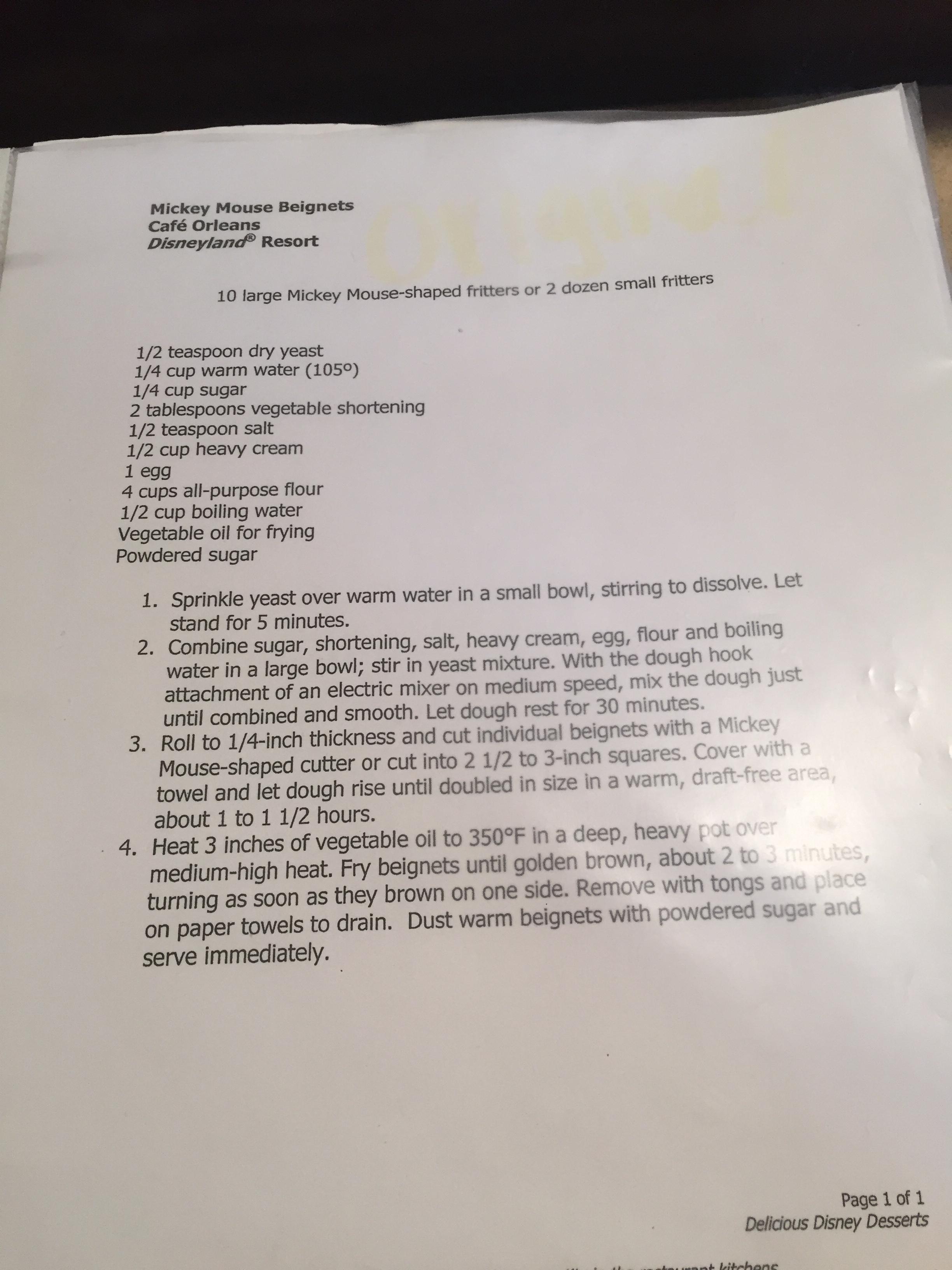 2 abispoons vegetable shartering iem Ve of for ing Powdered sugar 1 2 Sprikdeyeas ovr wort water st fors minutes Combine sigershortening st water i arge bow s attachment o an decirc mx it comibined and smooth Let g Roll t 1nch tickness and Mouse shaped auter o ct towel and fet dough ise unt about 11011 12 hours Heat 3 nches of vegetable ol 0 350F medium high heat Fry beignets i 9o turning a5 soon 