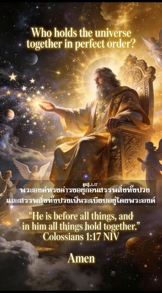 Who holds the universe together in perfect order? He is before all things, and in him all things hold together. Colossians 1:17 NIV Amen