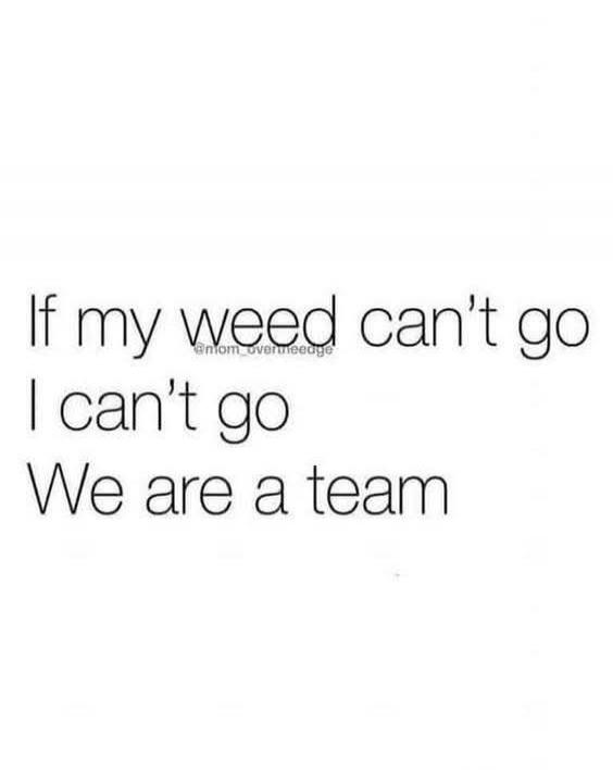 If my weed can't go I can't go We are a team