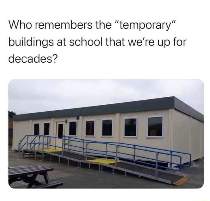 Who remembers the temporary buildings at school that were up for decades