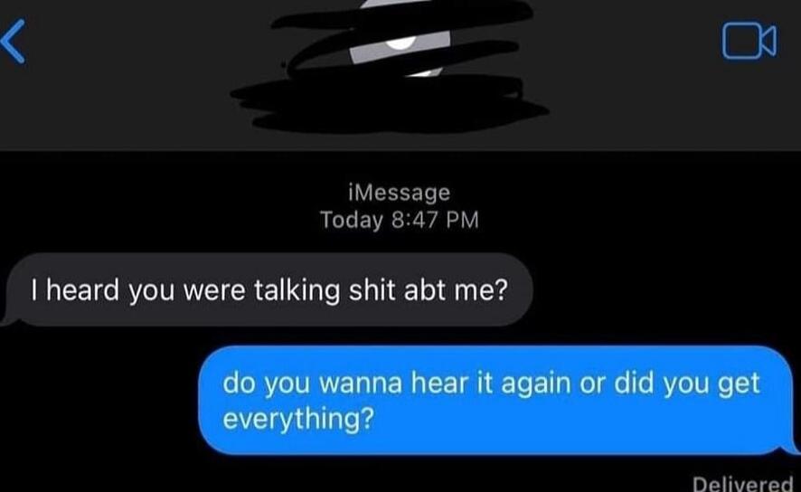 p o iMessage Today 847 PM I heard you were talking shit abt me PR