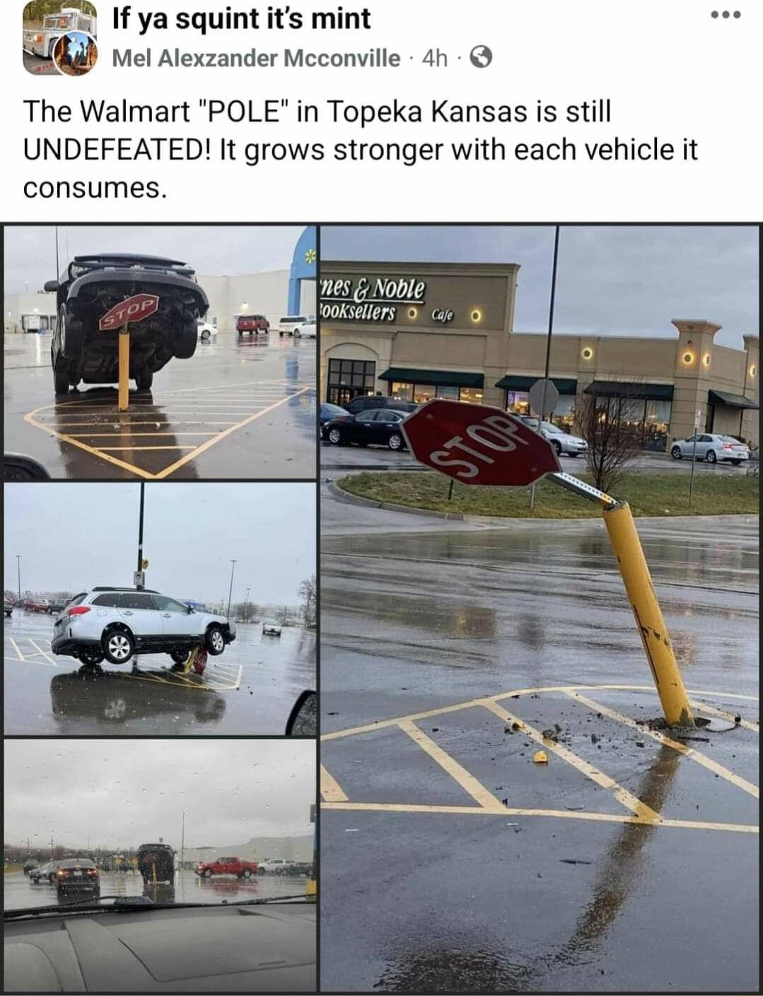 52 If ya squint its mint BIED vel Alexzander Mcconville 4h The Walmart POLE in Topeka Kansas is still UNDEFEATED It grows stronger with each vehicle it consumes