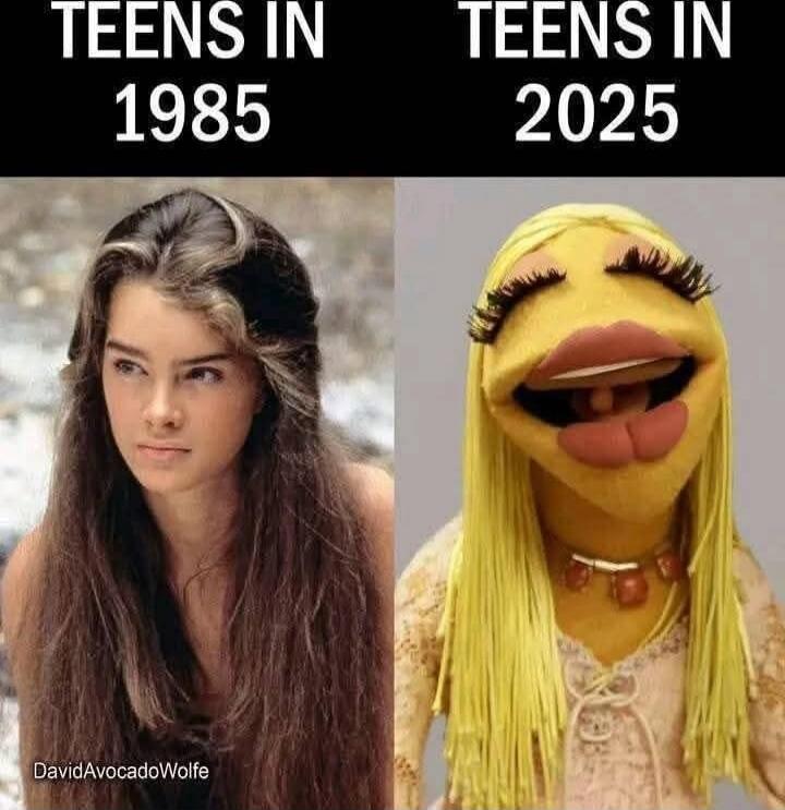 TEENS IN 1985 TEENS IN 2025 DavidAvocadoWolfe