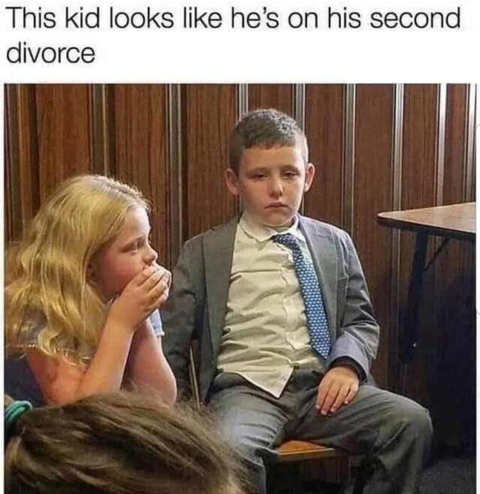 This kid looks like hes on his second divorce