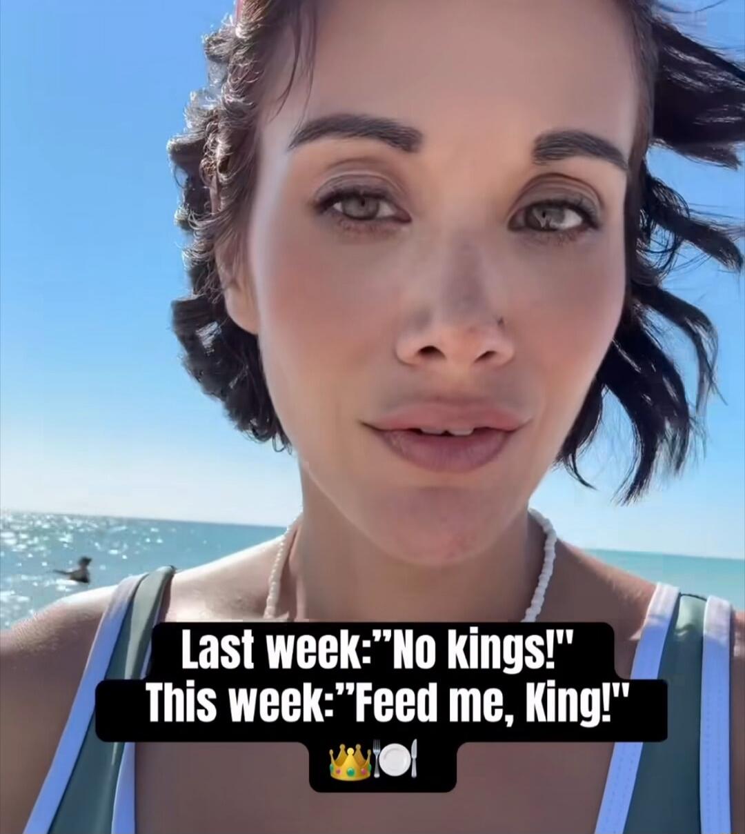 Last week: 'No kings!' This week: 'Feed me, King!' 👑🍽️