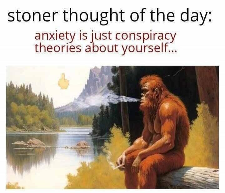 stoner thought of the day: anxiety is just conspiracy theories about yourself...
