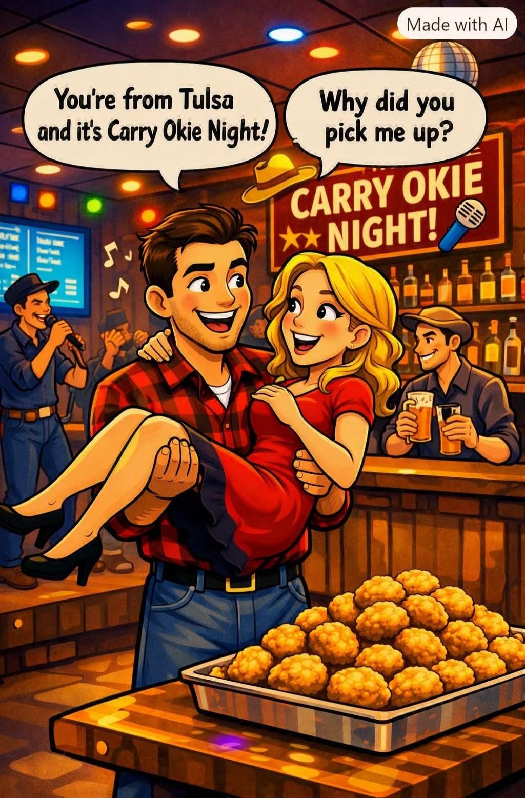 You're from Tulsa and it's Carry Okie Night! Why did you pick me up? CARRY OKIE NIGHT!
