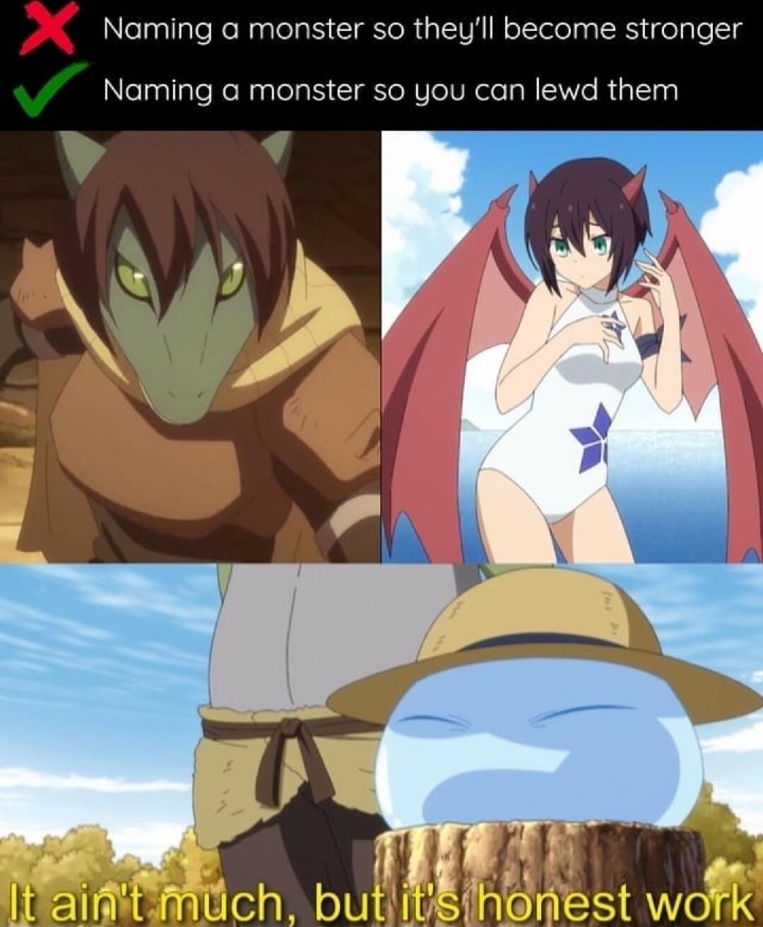 Naming a monster so theyll become stronger Naming monster so you can lewd them it me dind