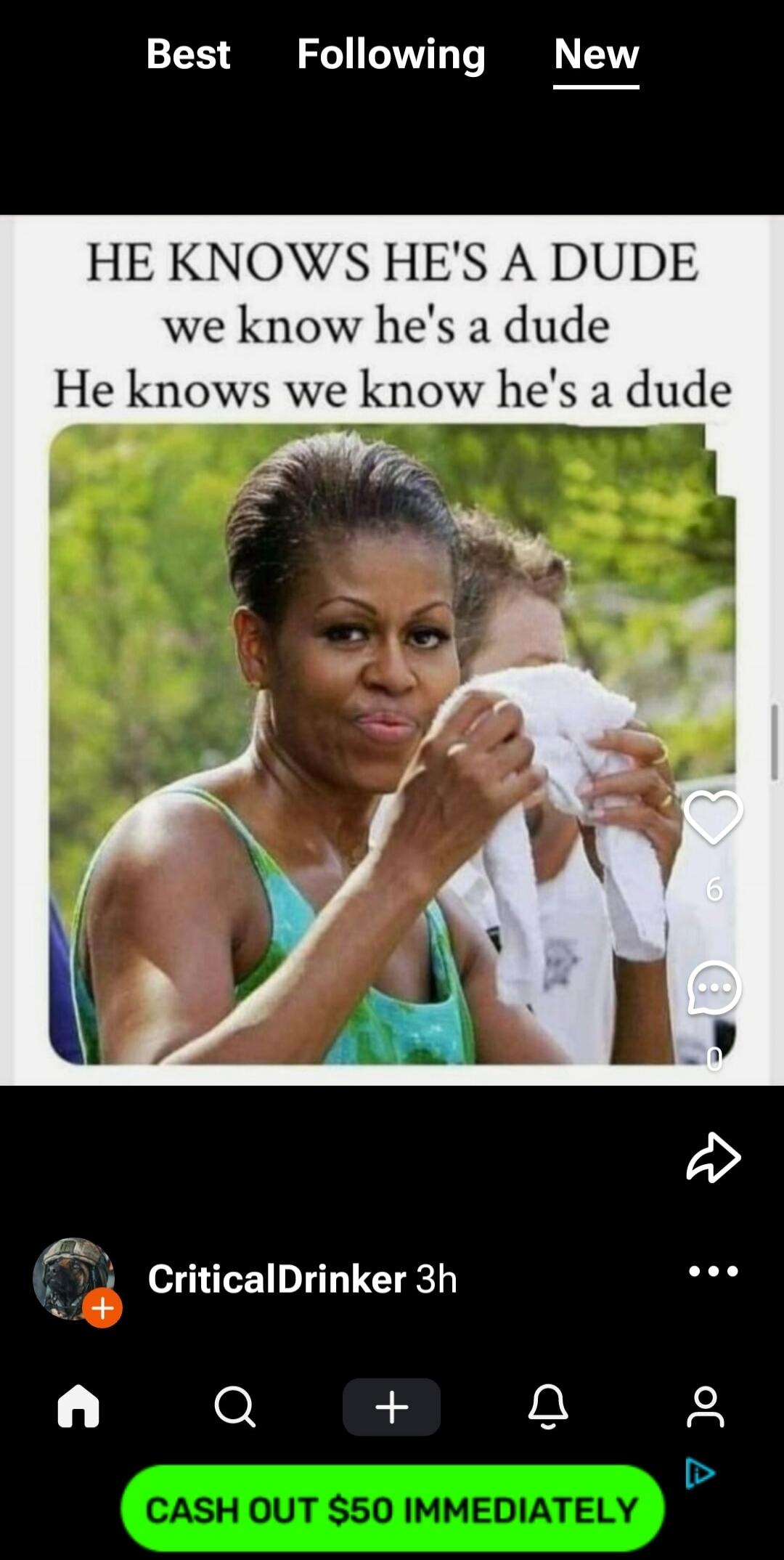 HE KNOWS HE'S A DUDE we know he's a dude He knows we know he's a dude