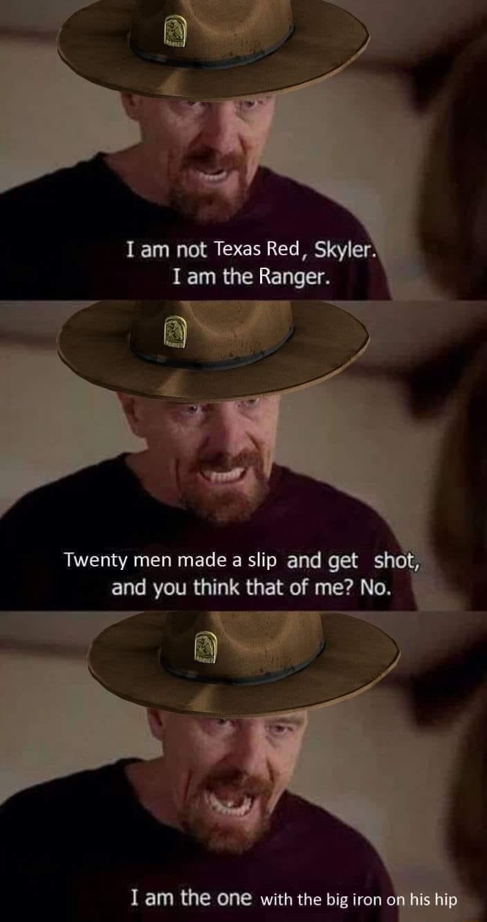 1 am not Texas Red Skyler Iam the Ranger Twenty men made a slip and get ELGRITR TS G e el 1 am the one with the big iron