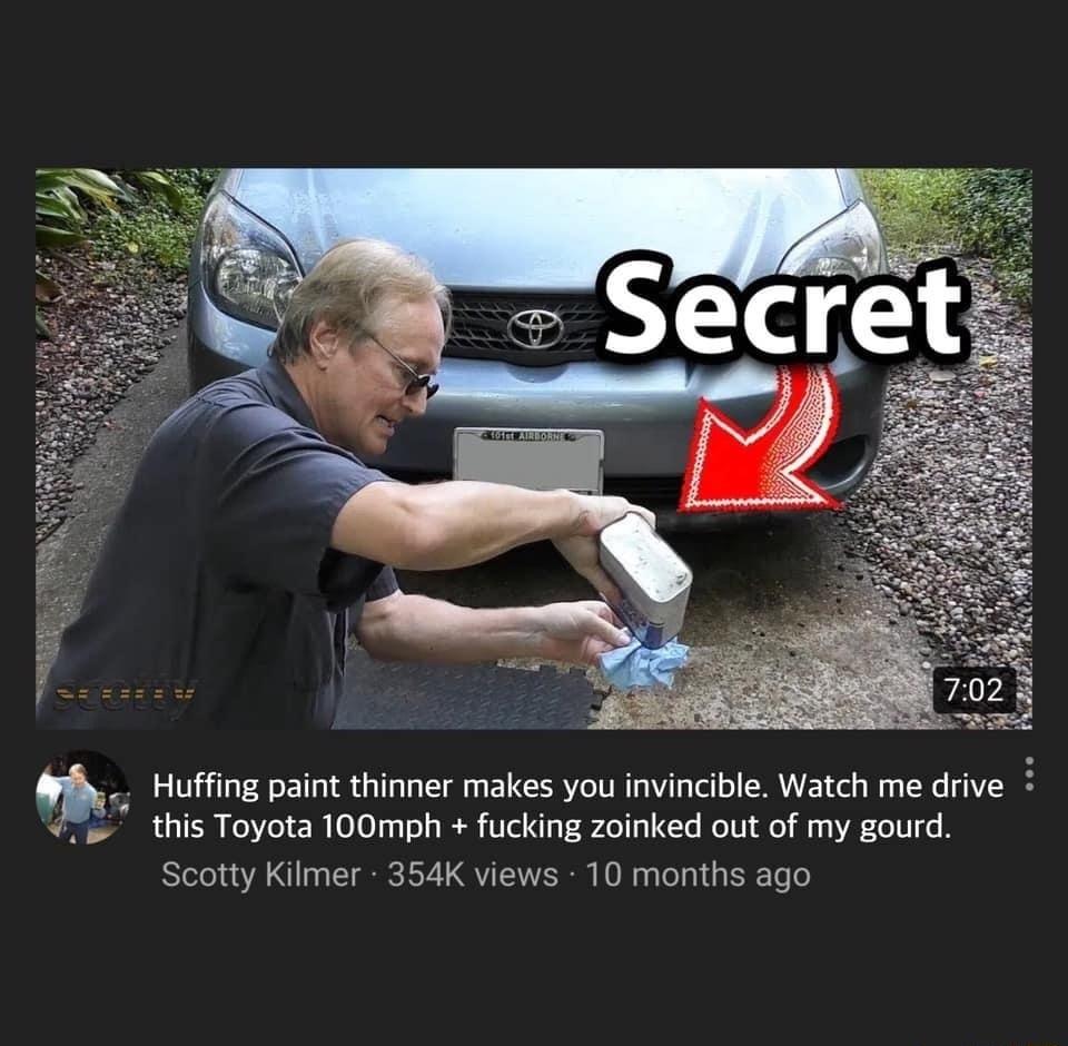 pby Hufing paint thinner makes you invincible Watch me drive this Toyota 100mph fucking zoinked out of my gourd Scotty Kilmer 354K views 10 months ago