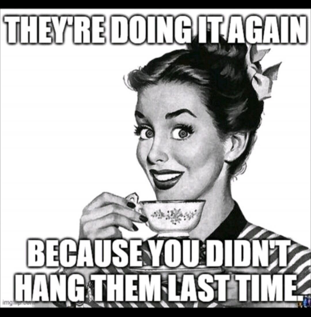 THEY'RE DOING IT AGAIN BECAUSE YOU DIDN'T HANG THEM LAST TIME