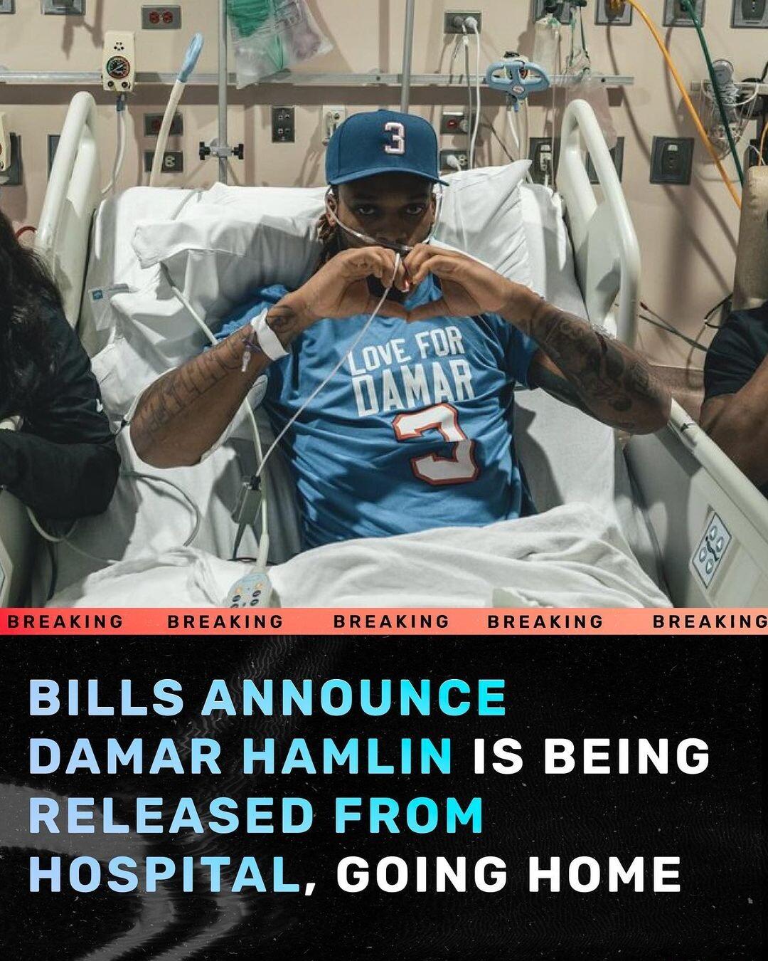 BREAKING BREAKING _ BREAKING _BREAKING _ BREAKING BILLS ANNOUNC DAMAR HAMLIN IS BEING RELEASED FROM HOSPITAL GOING HOME