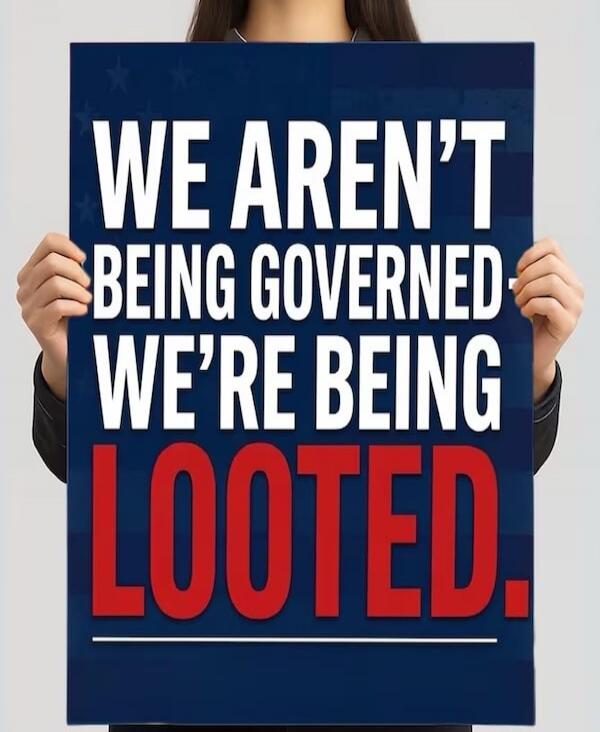 WE AREN'T BEING GOVERNED WE'RE BEING LOOTED.