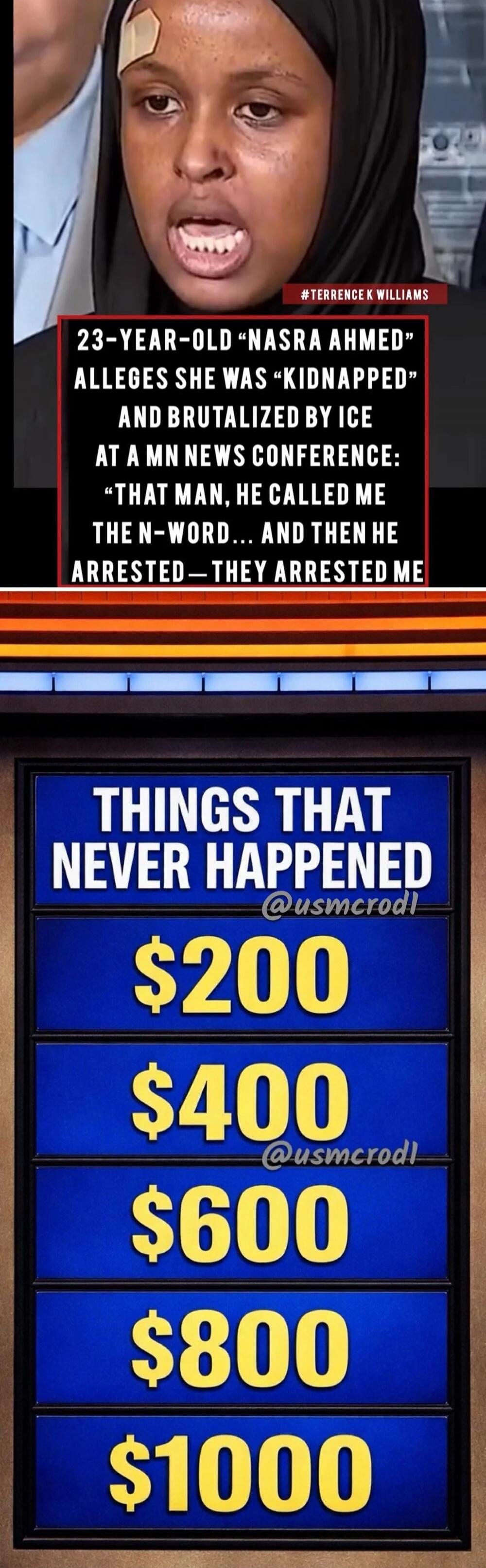 23-YEAR-OLD “NASRA AHMED” ALLEGES SHE WAS “KIDNAPPED” AND BRUTALIZED BY ICE AT A MN NEWS CONFERENCE: “THAT MAN, HE CALLED ME THE N-WORD… AND THEN HE ARRESTED— THEY ARRESTED ME”