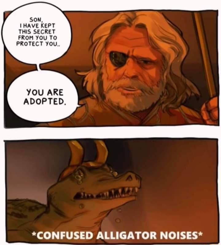 SON HAVE KEPT THIS SECRET FROM YOU TO PROTECT You YOU ARE ADOPTED CONFUSED ALLIGATOR NOISES