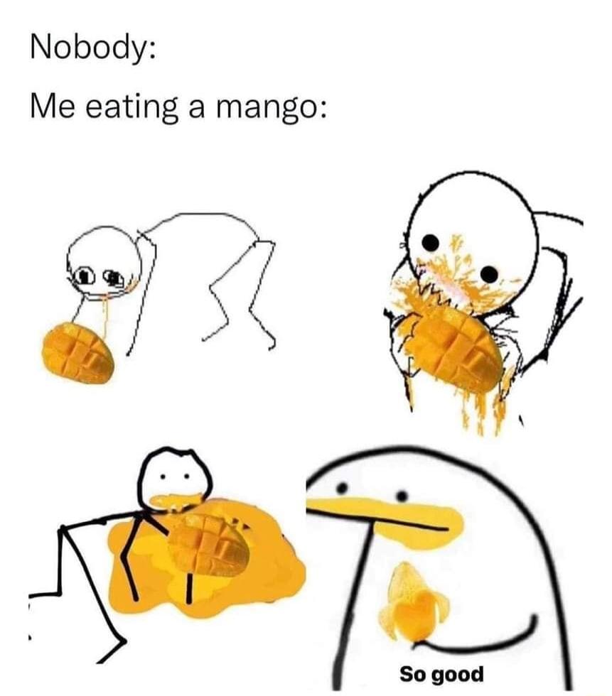 Nobody Me eating a mango