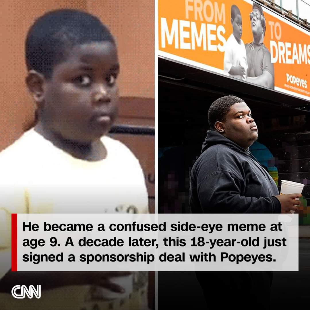 He became a confused side eye meme at age 9 A decade later this 18 year old just signed a sponsorship deal with Popeyes