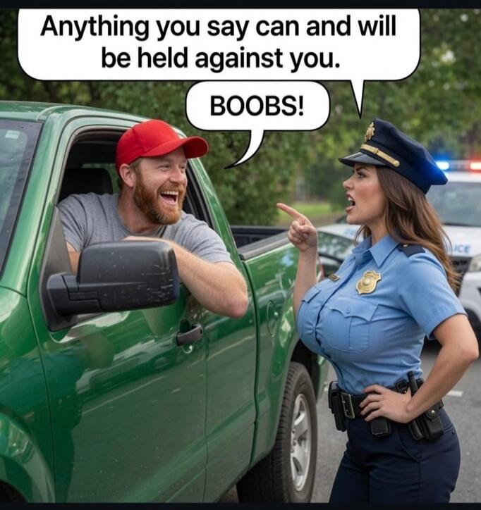 Anything you say can and will be held against you. BOOBS!