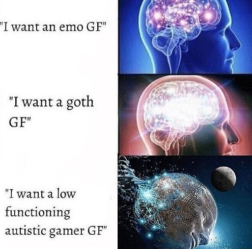 l want an emo GF I want a goth GF I want a low functioning autistic gamer GF
