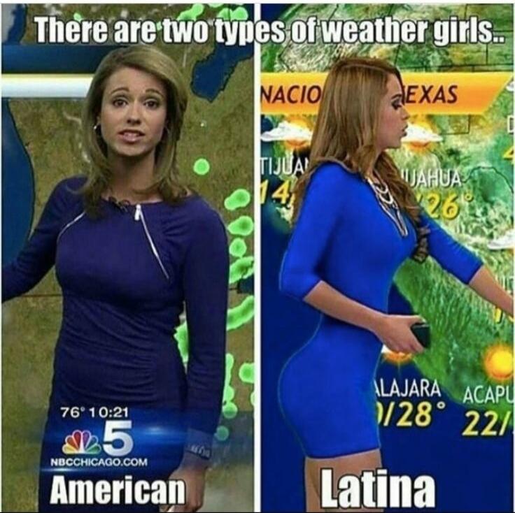 There are two types of weather girls..\nAmerican\nLatina