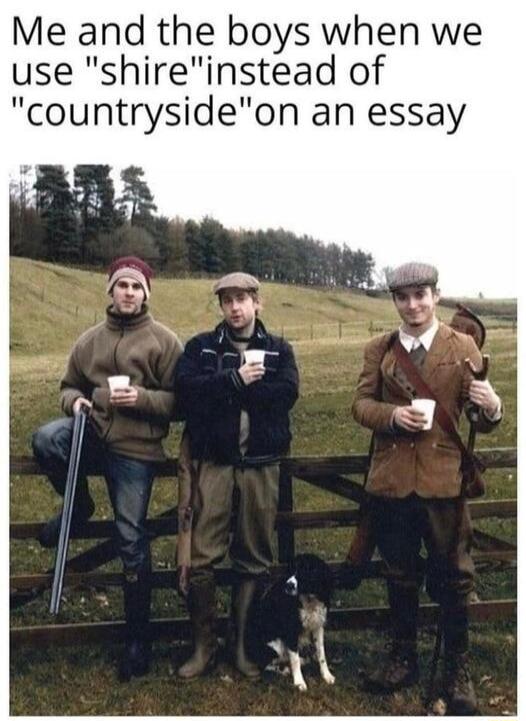 Me and the boys when we use shireinstead of countrysideon an essay