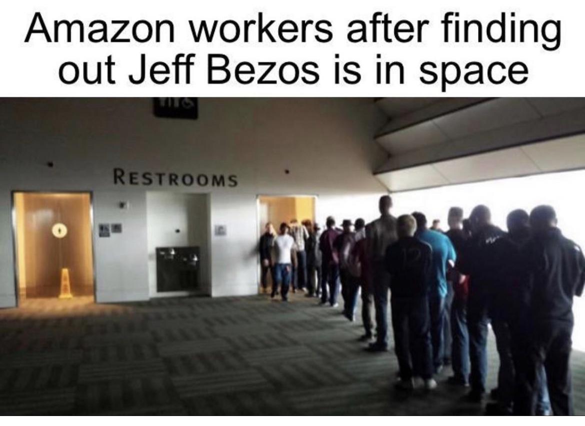 Amazon workers after finding out Jeff Bezos is in space