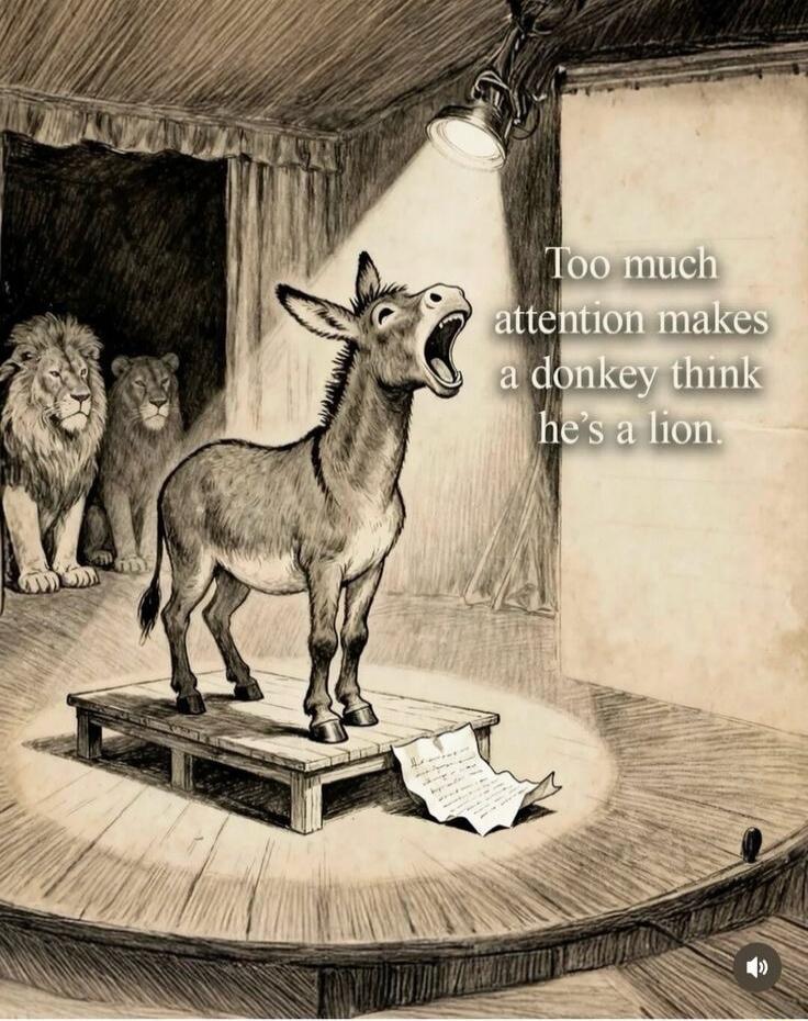 Too much attention makes a donkey think he's a lion.