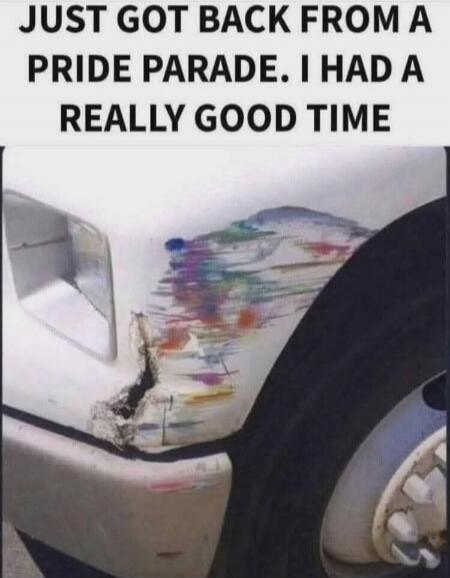 JUST GOT BACK FROM A PRIDE PARADE. I HAD A REALLY GOOD TIME